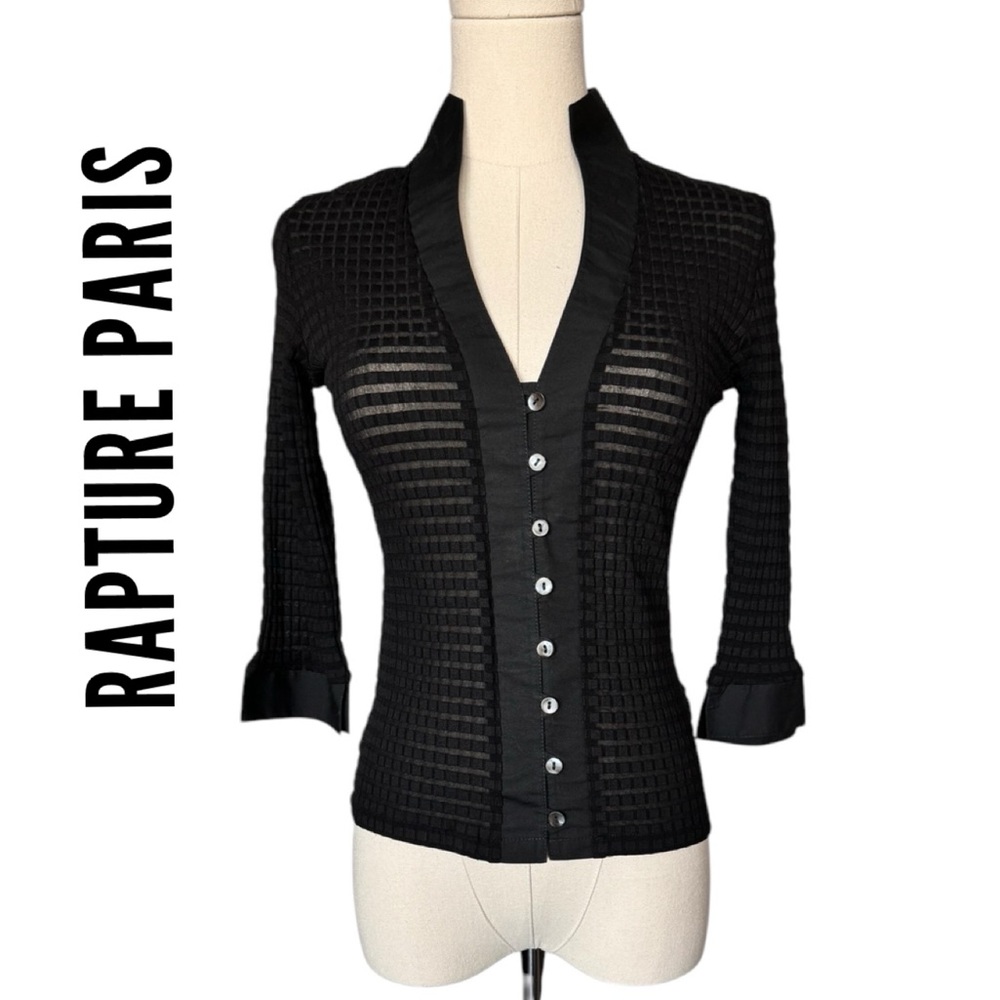 Rapture Paris Black Fitted Button Down Top Size 38 (M)